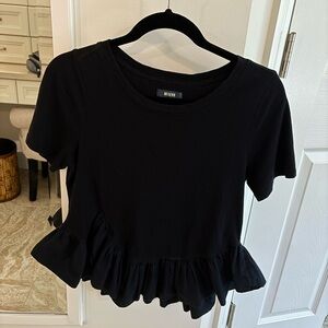 Anthropologie/Maeve Black Ruffle peplum Top